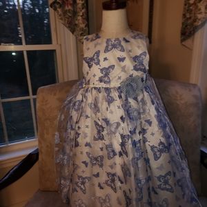 Girls size 6 blue butterfly dress